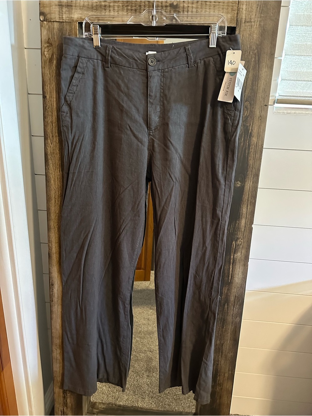 Kut From The Kloth Linen Blend Pants Womens 14 Dark Olive Straight Leg NWT